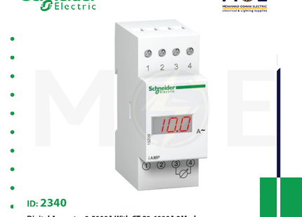 Schneider Digital Ammeter DIN 5-5000A With CT 50/6000A 2module | 15209 | ساعة امبير على سكة