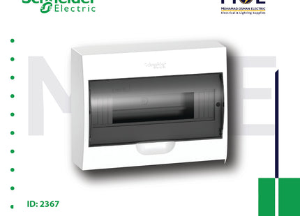 Schneider Easy9 IP40 Surface Mount Distribution Board Smoked Door 256x200x94mm 1Rx12module 12module | EZ9E112S0S | تابلو بلاستيك ظاهر غطا مفيم