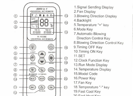 Universal Air Conditioner Remote (5000-in-1) | AC Remote control | k-1028E