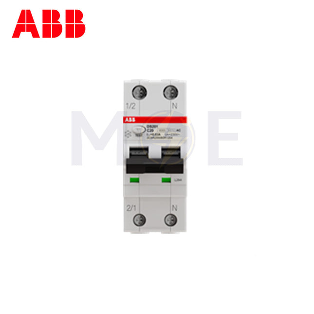 ABB RCBO DS201 C20 AC30 1P+N 30mA 20A | ABE-2CSR255040R1204 | دجنتور ديفرنسيال حماية مزدوجة - قاطع دفرنسيال مع حماية من الحمل الزائد