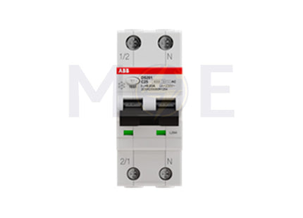 ABB RCBO DS201 C25 AC30 1P+N 30mA 25A | ABE-2CSR255040R1254 | دجنتور ديفرنسيال حماية مزدوجة - قاطع دفرنسيال مع حماية من الحمل الزائد