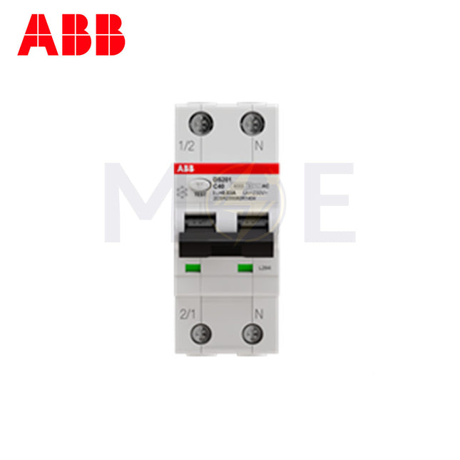 ABB RCBO DS201 C40 AC30 1P+N 30mA 40A | ABE-2CSR255040R1404 | دجنتور ديفرنسيال حماية مزدوجة - قاطع دفرنسيال مع حماية من الحمل الزائد