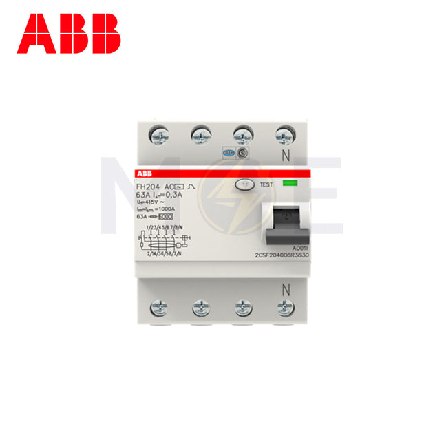ABB RCCB FH204AC-63/0.3 4P 300mA 63A | ABE-2CSF204006R3630 | دجنتور ديفرنسيال - قاطع دفرنسيال