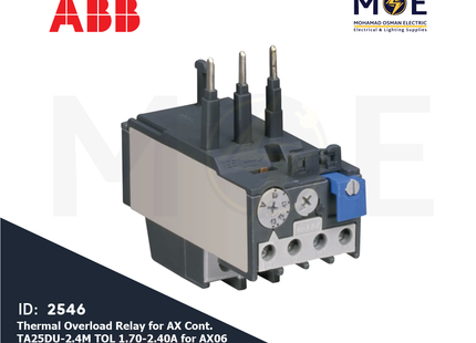 ABB Thermal Overload Relay For AX Cont. TA25DU-2.4M TOL 1.70-2.40A For AX06-AX32 | ترميك للكونتكتور