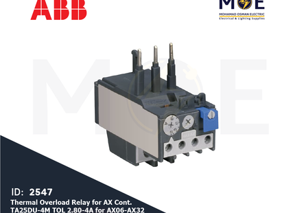 ABB Thermal Overload Relay For AX Cont. TA25DU-4M TOL 2.80-4A For AX06-AX32 | ترميك للكونتكتور