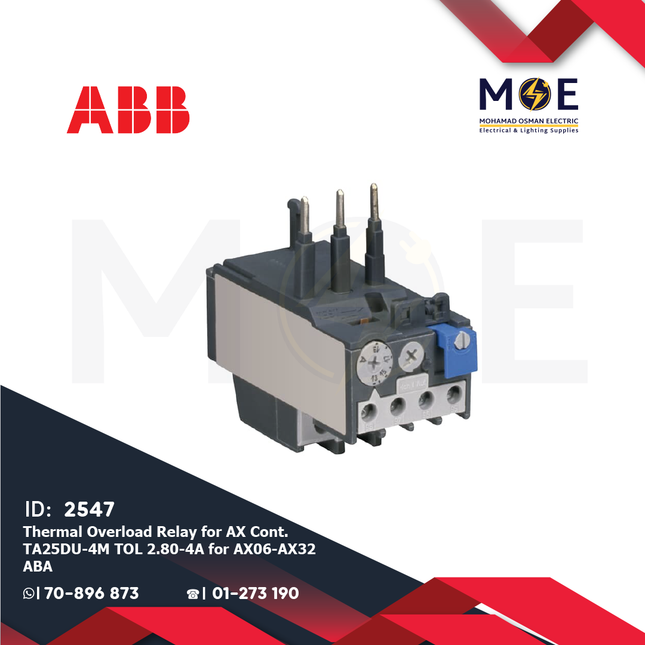 ABB Thermal Overload Relay For AX Cont. TA25DU-4M TOL 2.80-4A For AX06-AX32 | ترميك للكونتكتور