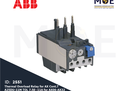 ABB Thermal Overload Relay For AX Cont. TA25DU-11M TOL 7.50 -11A For AX06-AX32 | ترميك للكونتكتور