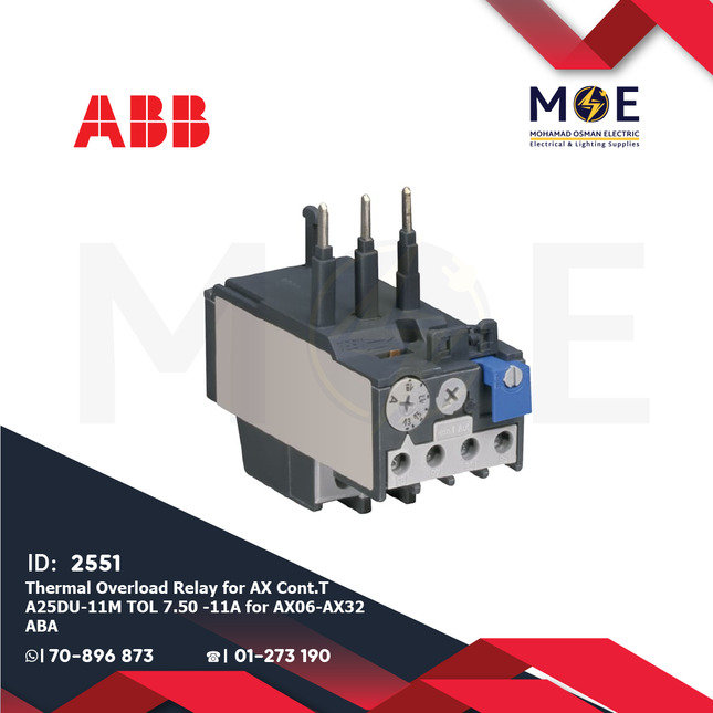 ABB Thermal Overload Relay For AX Cont. TA25DU-11M TOL 7.50 -11A For AX06-AX32 | ترميك للكونتكتور
