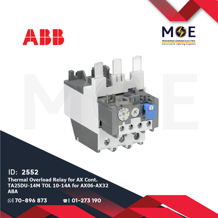 ABB Thermal Overload Relay For AX Cont. TA25DU-14M TOL 10-14A For AX06-AX32