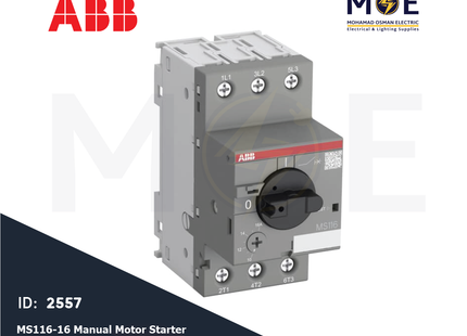 ABB MS116-16 Manual Motor Starter 10-16A | 1SAM250000R1011 | دجنتور حراري - قاطع حماية حرارية