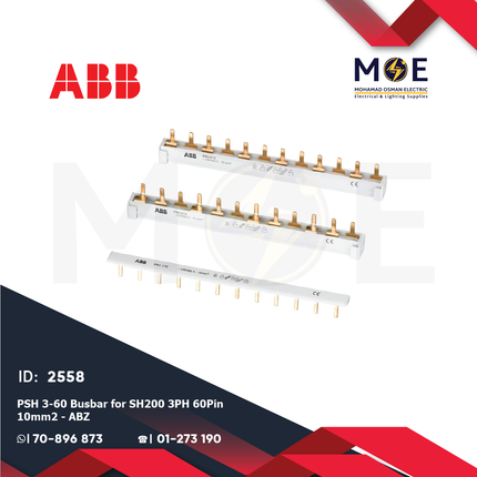 ABB PSH 3/60 Busbar for SH200 3PH 60Pin 10mm2 | ABZ-2CDL130001R1060