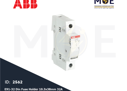 ABB E91/32 Din Fuse Holder 10.3x38mm 32A 400VAC 1P 1module | ABE-2CSM200923R1801 | دجنتور بيت فيوز مفرد - حامل فيوز على سكة دين - قاعدة فيوز