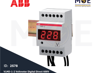 ABB VLMD-1-2 Voltmeter DIN Digital Direct AC/DC 600V 2module | ABE-2CSM110000R1011 | ساعة فولت على سكة