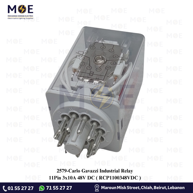 Carlo Gavazzi Industrial Relay 11Pin 3x10A 48V DC | RCP1100348VDC | ريليه