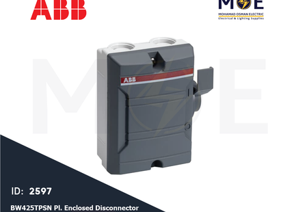 ABB BW425TPSN Plastic Enclosed Disconnector Switch 4P (16A-25A) 400V IP65 | ABC-2CMA142405R1000 | ديسكونكتور سويتش