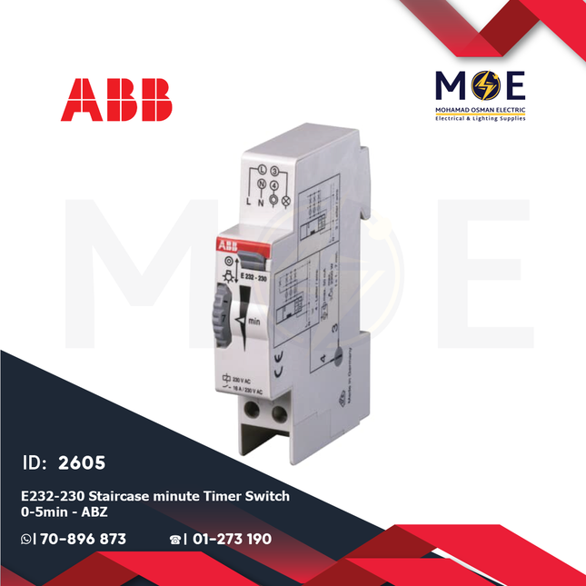 ABB E232-230 Staircase minute Timer Switch 0-5min | ABZ-2CDE110000R0501 | تايمر درج