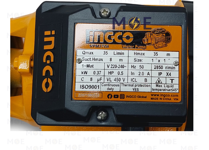 INGCO Water Pump with peripheral impeller 370W 0.5HP | VPM3708 | موتور مياه