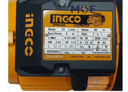 INGCO Water Pump with peripheral impeller 550W 0.75HP | VPM5508 | موتور مياه