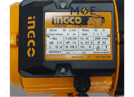 INGCO Water Pump with peripheral impeller 750W 1HP | VPM7508 | موتور مياه