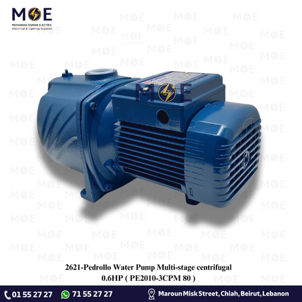 Pedrollo Water Pump Multi-stage centrifugal 0.6HP | PE2010-3CPM 80 | موتور مياه بلاستيك صامت