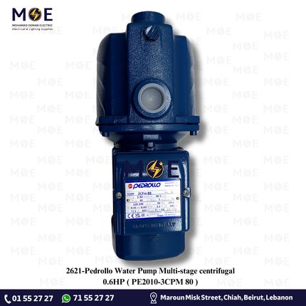 Pedrollo Water Pump Multi-stage centrifugal 0.6HP | PE2010-3CPM 80 | موتور مياه بلاستيك صامت