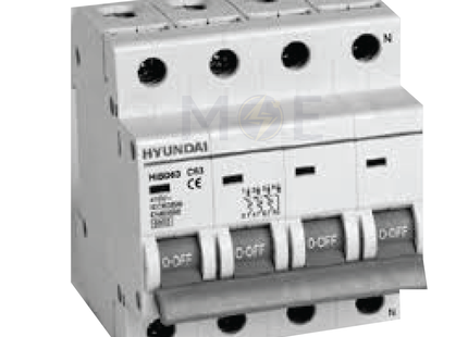 Hyundai MCB HiBD63-E 3KA 4P 50A | E-Dij4p50 | دجنتور كهرباء ثلاثة فاز مع نتر - قاطع كهربائي رباعي