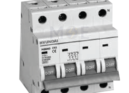 Hyundai MCB HiBD63-E 3KA 4P 40A | دجنتور كهرباء ثلاثة فاز مع نتر - قاطع كهربائي رباعي