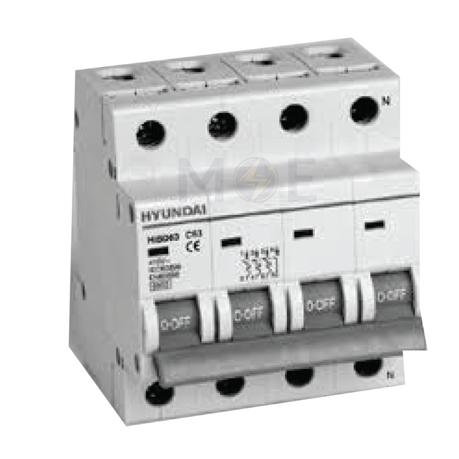 Hyundai MCB HiBD63-E 3KA 4P 40A | دجنتور كهرباء ثلاثة فاز مع نتر - قاطع كهربائي رباعي