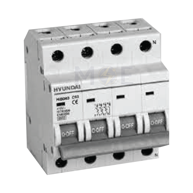 Hyundai MCB HiBD63-E 3KA 4P 25A | دجنتور كهرباء ثلاثة فاز مع نتر - قاطع كهربائي رباعي