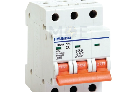 Hyundai MCB HiBD63-E 3KA 3P 63A | دجنتور كهرباء ثلاثة فاز