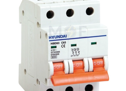 Hyundai MCB HiBD63-E 3KA 3P 25A | دجنتور كهرباء ثلاثة فاز