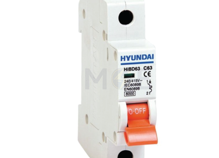 Hyundai MCB HiBD63-E 3KA 1P 63A | دجنتور كهرباء مفرد - قاطع كهربائي