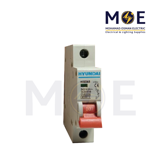 Hyundai MCB HiBD63-E 3KA 1P 50A | دجنتور كهرباء مفرد - قاطع كهربائي