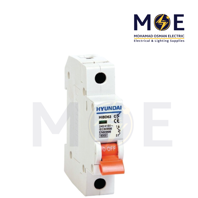 Hyundai MCB HiBD63-E 3KA 1P 40A | دجنتور كهرباء مفرد - قاطع كهربائي