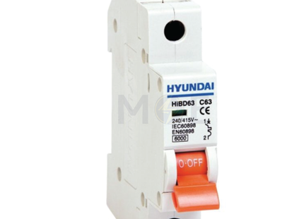 Hyundai MCB HiBD63-E 3KA 1P 6A | دجنتور كهرباء مفرد - قاطع كهربائي