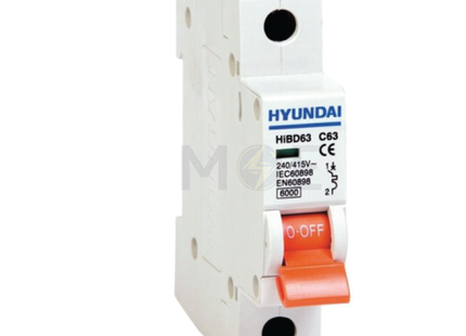 Hyundai MCB HiBD63-E 3KA 1P 1A | دجنتور كهرباء مفرد - قاطع كهربائي