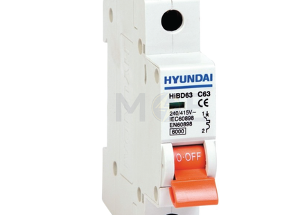 Hyundai MCB HiBD63 F3A00Y-C 6KA 1P 20A | دجنتور كهرباء مفرد - قاطع كهربائي