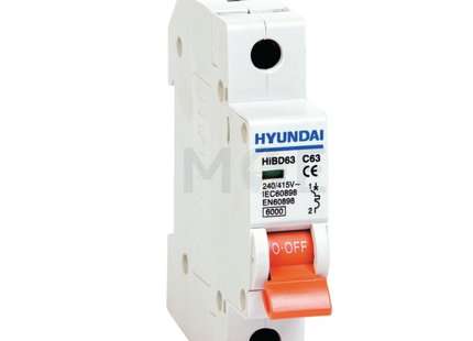 Hyundai MCB HiBD63 F3A00Y-C 6KA 1P 2A | دجنتور كهرباء مفرد - قاطع كهربائي