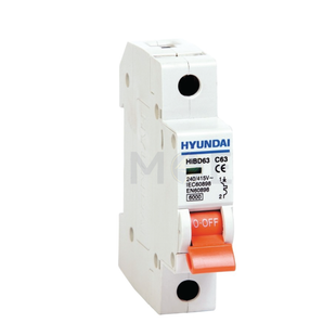 Hyundai MCB HiBD63 F3A00Y-C 6KA 1P 2A | دجنتور كهرباء مفرد - قاطع كهربائي