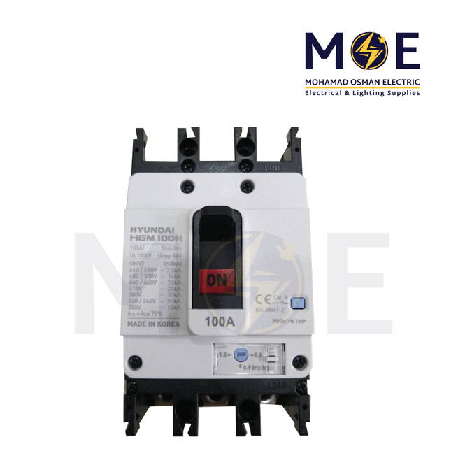 Hyundai MCB HGM100H-F 50KA 4P 100A Fix | دجنتور صناعي