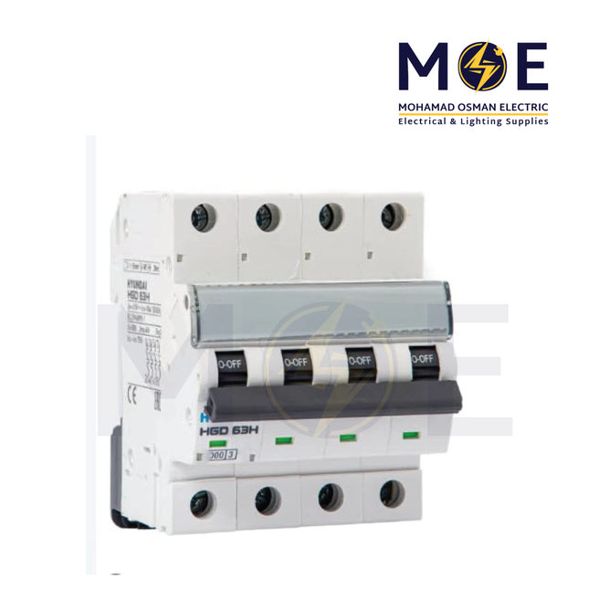 Hyundai MCB HGD63E 3KA 4P 63A | دجنتور كهرباء ثلاثة فاز مع نتر - قاطع كهربائي رباعي