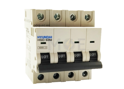 Hyundai MCB HGD63E 3KA 4P 32A | دجنتور كهرباء ثلاثة فاز مع نتر - قاطع كهربائي رباعي