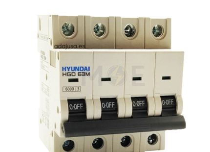Hyundai MCB HGD63E 3KA 4P 20A | دجنتور كهرباء ثلاثة فاز مع نتر - قاطع كهربائي رباعي