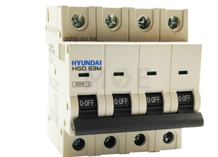 Hyundai MCB HGD63E 3KA 4P 16A | دجنتور كهرباء ثلاثة فاز مع نتر - قاطع كهربائي رباعي