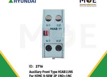 Hyundai Auxiliary Contactor Front Type HIAB11NS For HIMC 9-50W 2P 1NO+1NC | HIAB11NS | مساعد كونتكتور - اكزليير