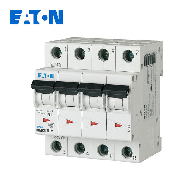 EATON MCB 4P C 6KA 32A | mMC6-C32/4 | دجنتور كهرباء ثلاثة فاز مع نتر - قاطع كهربائي رباعي