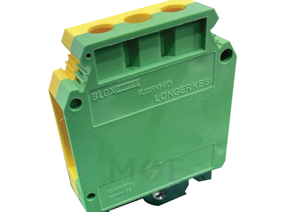 Blox Rail Terminal Block 0.75-35mm Earth Green/Yellow | Din5-FJ35NE-gy Earth FJ35NH / D | جنكسيون سكة برغي