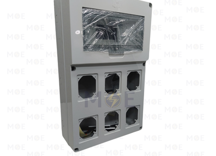Elettrocanali IP65 Surface Mount Distribution Board for 6 Sockets Flanged 320x510x135mm 12module | EC-69025 | تابلو مع بريز مفتوح مطري