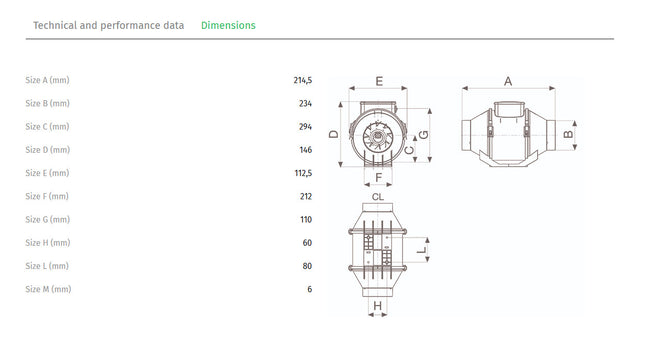 Vortice Mixed Flow In-Line Duct Fan (15cm 6") 40/58W | Lineo 150 V0 شفاط ماسورة