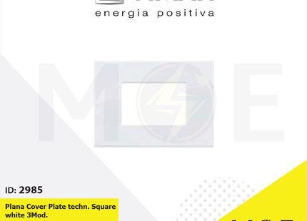 Vimar Plana Cover Plate technopolymer Square White 3module | 14683.01 | بلاك بلاستيك ابيض